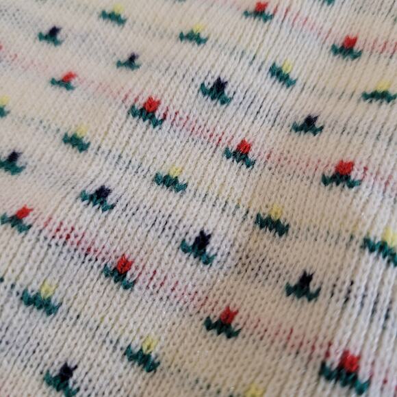 Vintage Eclipse Los Angeles White Confetti Flower Sweater Kids Sz 7 100% Acrylic - Picture 5 of 9